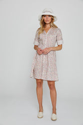 DAPHNÉ – Liberty Dress 3/4 Sleeves Fitted Waist Flared Bottom – Women – Donna Leight 008C